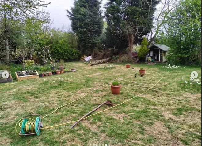 BerryWell: Before lawn pond layout marked out